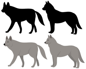 wolf flat design, isolated on white background, vector