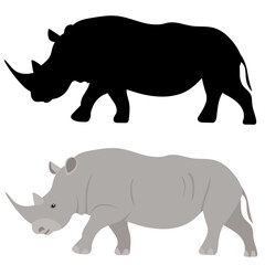 rhinoceros flat design, isolated on white background, vector