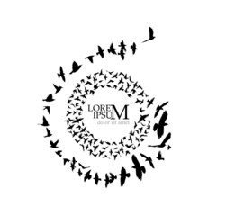 Round frame of flying birds. Vector illustration