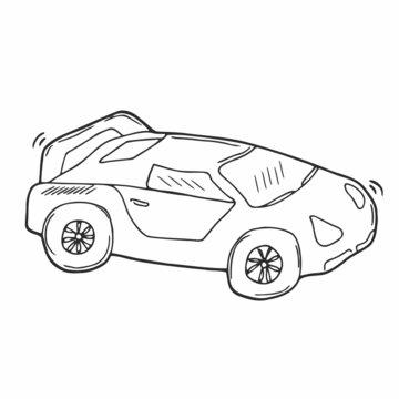 Sketchy Doodle Car Toy. Vector Illustration. Toys concept
