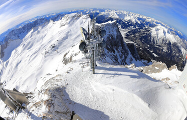 Zugspitze weather station. The highest point of Germany. The Alps, Germany, Europe.