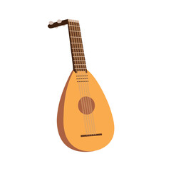 Lute, stringed musical instrument, Oud - Arabic, Oriental, Greek Music Instrument. Vector Illustration for backgrounds, covers, packaging, greeting cards and posters. Isolated on white background.