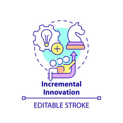 Incremental innovation concept icon. Innovation type in business abstract idea thin line illustration. Minor improvements. Isolated outline drawing. Editable stroke. Arial, Myriad Pro-Bold fonts used