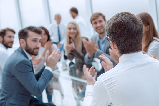 background image business people applauding in the conference room