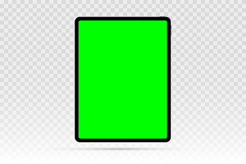 Vector chroma key green screen frame. Tablet mockup isolated on white background. Stock royalty free vector illustration