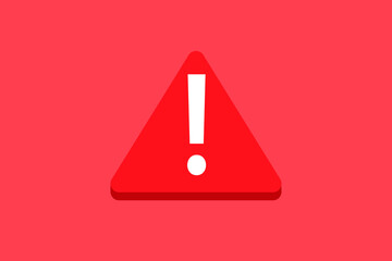 Attention, danger or warning sign on red background