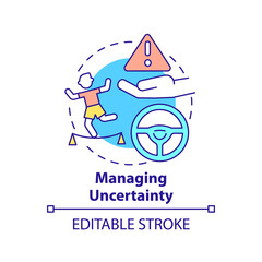 Managing uncertainty concept icon. Innovation management principle abstract idea thin line illustration. Flexibility. Isolated outline drawing. Editable stroke. Arial, Myriad Pro-Bold fonts used