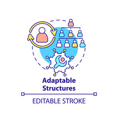 Adaptable structures concept icon. Principle for managing innovation abstract idea thin line illustration. Adaptive model. Isolated outline drawing. Editable stroke. Arial, Myriad Pro-Bold fonts used
