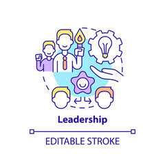 Leadership concept icon. Innovation management key area abstract idea thin line illustration. Inspire worker productivity. Isolated outline drawing. Editable stroke. Arial, Myriad Pro-Bold fonts used
