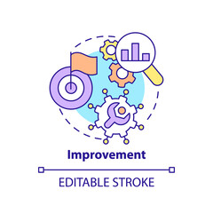 Improvement concept icon. Innovation management key area abstract idea thin line illustration. Products and processes. Isolated outline drawing. Editable stroke. Arial, Myriad Pro-Bold fonts used