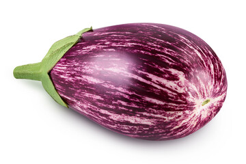 striped eggplant graffiti isolated on white background with clipping path and full depth of field.