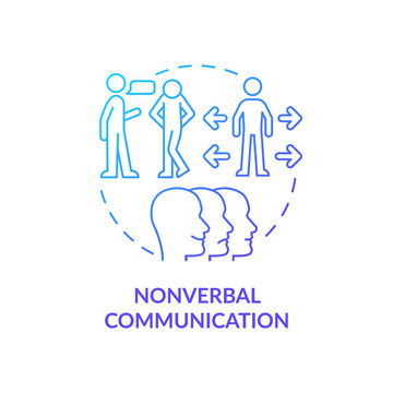 Nonverbal communication blue gradient concept icon. Manual language abstract idea thin line illustration. Communication type. Gestures. Isolated outline drawing. Myriad Pro-Bold font used