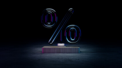 Glass Neon Percent Sign on a stage