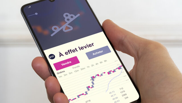 Investir dans un ETF fonds &agrave; effet levier. Diversifier son investissement s'exposer &agrave; un fonds th&eacute;matique. Acheter un fonds en bourse. Sp&eacute;culer sur la th&eacute;matique. Texte en fran&ccedil;ais.
