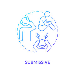 Submissive blue gradient concept icon. Communication style abstract idea thin line illustration. Pleasing other people. Avoid conflicts. Isolated outline drawing. Myriad Pro-Bold font used