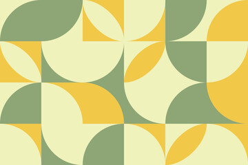 Fototapeta na wymiar Pastel geometric seamless pattern design in Bauhaus style. Abstract complex composition in green and olive color