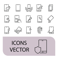 Smartphone Protection  icons set . Smartphone Protection pack symbol vector elements for infographic web