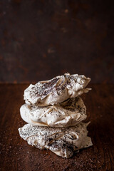 Meringue cake with chocolate and cherries