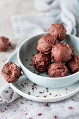Chocolate truffles covered in chocolate