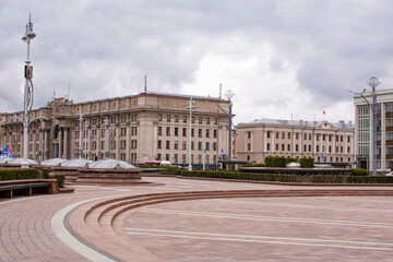 Minsk, Belarus-APRIL 26, 2022 : Independence square in city centre