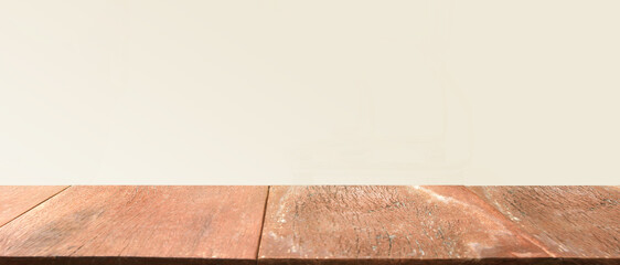 Wood shelves and cement wall background. for put product