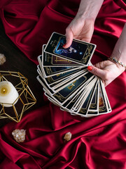 Astrology. Tarot cards, Fortune telling on tarot cards magic crystal, occultism, Esoteric background. Fortune telling,tarot predictions.