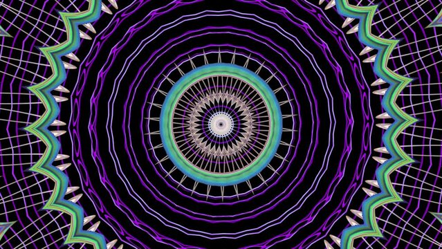 Abstract multi-colored kaleidoscope with patterns on a black background