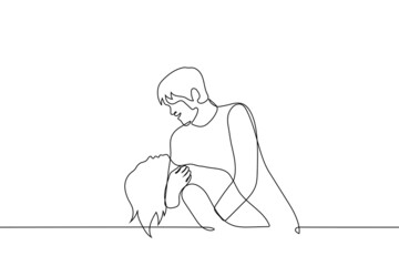 man and woman dancing - one line drawing vector. the concept of passionate dance, a popular movement in tango, before a kiss