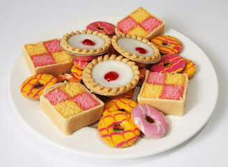 retro cakes, battenburg cake, bakewell tart