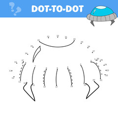 Dot to Dot UFO Isolated Coloring Page for Kids on white. Voloring book for children