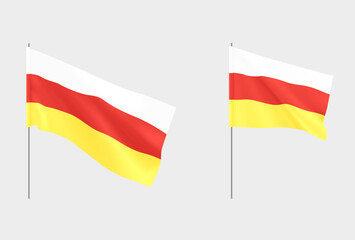South Ossetia flags. Set of national realistic South Ossetia flags.