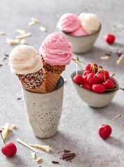 Vanilla and cheery ice cream