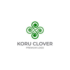Koru Fern, Green Clover logo vector template