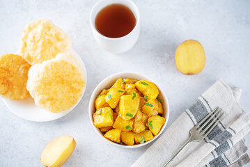 Curry potato with poori bread