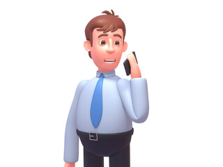 3d render of young businessman talking on phone