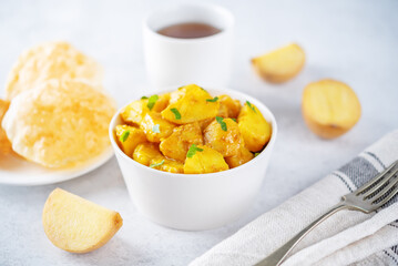 Curry potato with poori bread