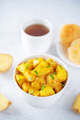 Curry potato with poori bread