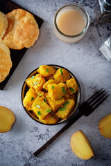 Curry potato with poori bread