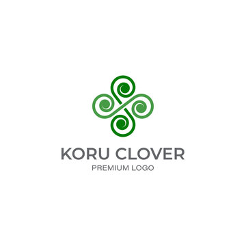 Koru Fern, Green Clover logo vector template