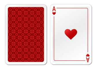 Ace of Hearts. Playing cards isolated on white - 501143557