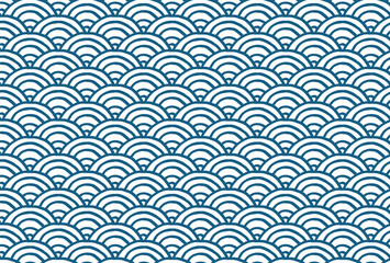 夏・波・背景・和・青海波・手書き・模様・お中元・ 父の日・藍色