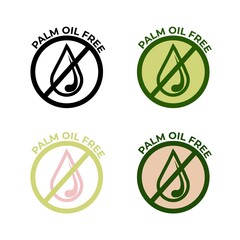 palm oil free, palm oil free icons, palm oil free set, sign, vector emblem