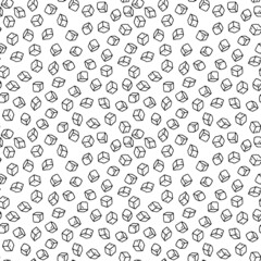 Vector seamless pattern with hand drawn ice cubes randomly placed on blue background. Simple funny repeatable backdrop.