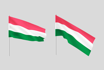 Hungary flags. Set of national realistic Hungarian flags.