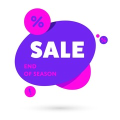 Exclusive sale advertising promotional banner with a special offer end of season text flat abstract isolated vector illustration