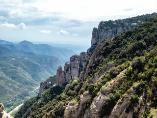 Fototapeta na wymiar Landscape view from the mountain of Montserrat in Spain