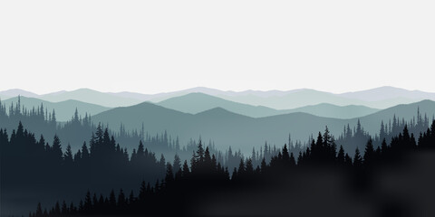 Vector landscape of mountains of the winter season.