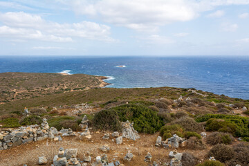 Fototapeta na wymiar Northern coast of Ios Island, near the gulf of Plakotos. Cyclades Islands, Greece