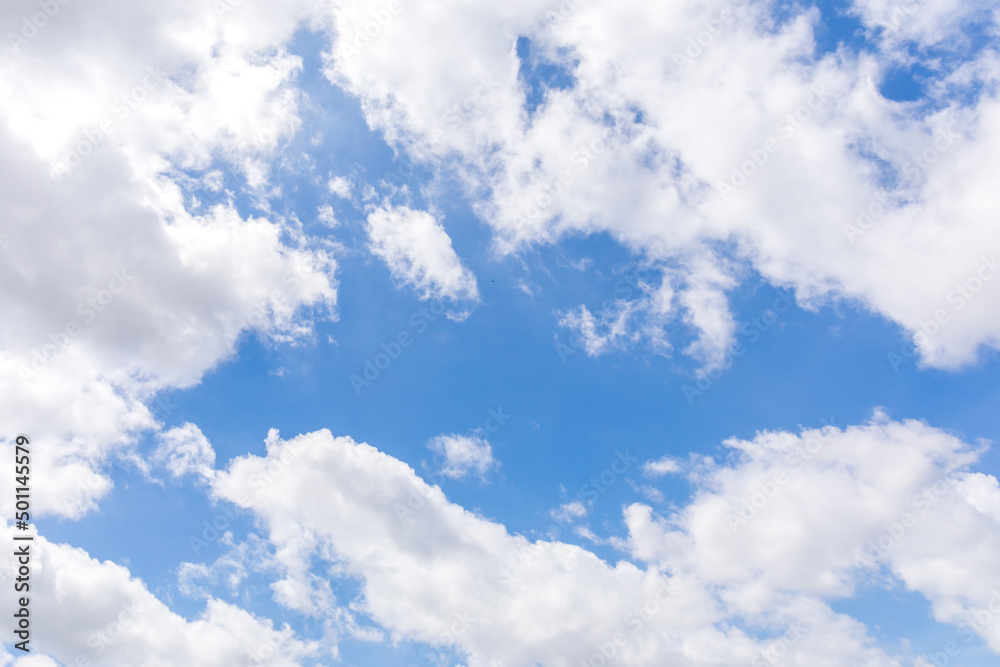Wall mural blue sky and white clouds or cloudscape.