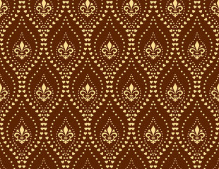 Flower geometric pattern. Seamless vector background. Gold and brown ornament